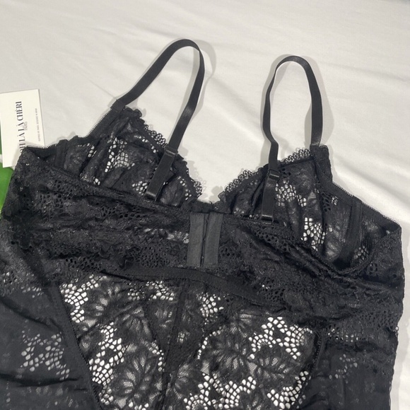 NWT OH LA LA CHERI [ PLUS 2X ] Lace Underwire Teddy in Black‎ - Picture 9 of 12